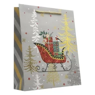 Dísztasak CREATIVE Delucm x e Plus L 26cm x 32cm x 10 cm karácsonyi arany-ezüst matt fóliás sodort füles