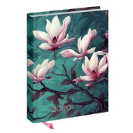 Határidőnapló REALSYSTEM Librobello "Hölgyeknek" B/6 napi fehér lapos 3D lakk+ élfestés Magnólia 2026.