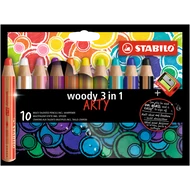Színes ceruza STABILO Woody 3in1 hengeres vastag 10 darabos+hegyező