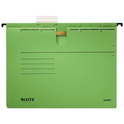 Függőmappa gyorsfűző szerkezettel LEITZ Alpha A/4 karton zöld 25 darabos