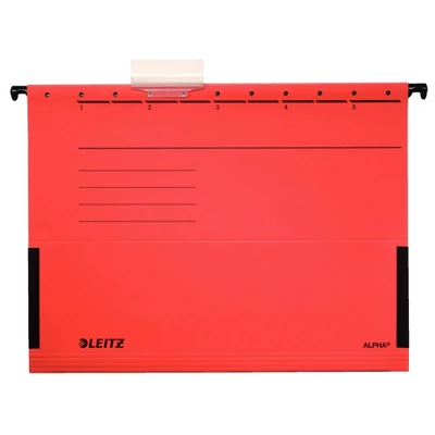 Függőmappa oldalvédelemmel LEITZ Alpha Standard A/4 karton piros 25 darabos