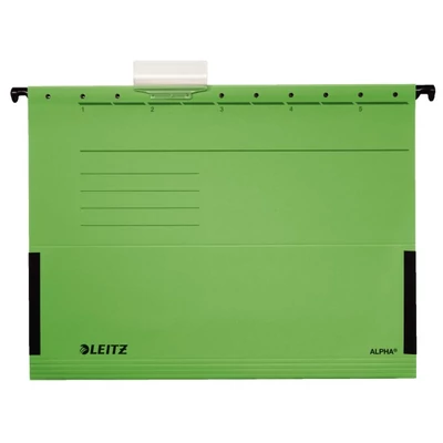 Függőmappa oldalvédelemmel LEITZ Alpha Standard A/4 karton zöld 25 darabos
