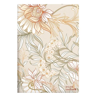 Határidőnapló LIZZY CARD B/5 heti szivacsos Beige flowers 2026.