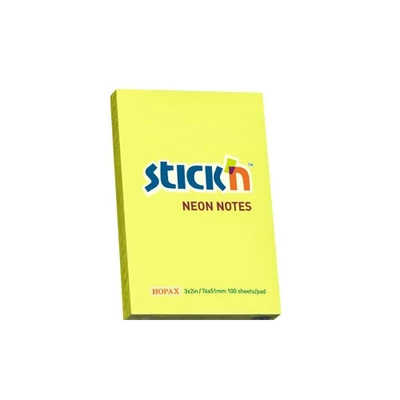 Öntapadós jegyzettömb STICK`N 76x51mm sárga 100 lap