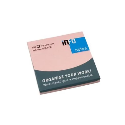 Öntapadós jegyzettömb GLOBAL Notes 5654-02 75x75mm pasztell pink 100 lapos