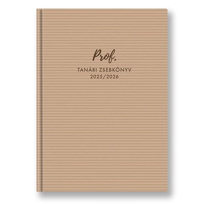 Tanári zsebkönyv TOPTIMER Prof PVC műbőrborító A/5 heti 145x205 mm Bézs csikos 2025-2026